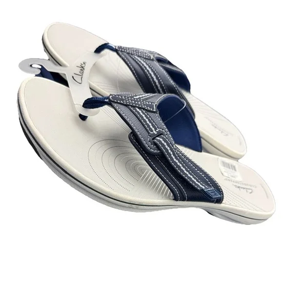 Clarks Women's Brinkley Jazz Flip Flops Cloudsteppers Size 11 Navy Blue New - Picture 8 of 12